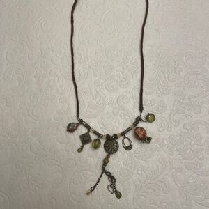 Vintage Leather Beaded Necklace